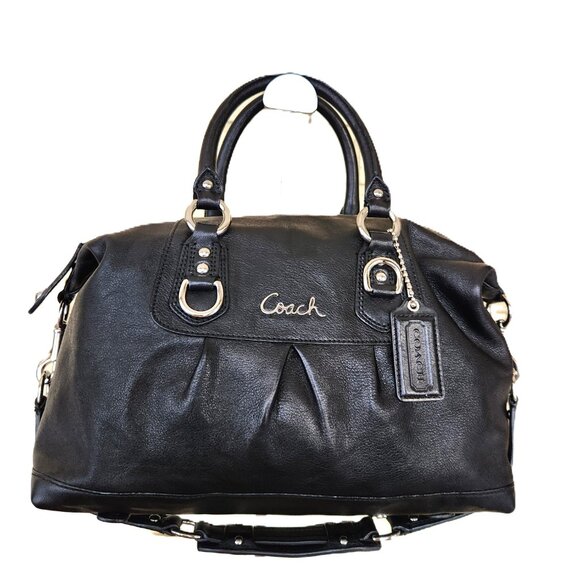Euc Coach Ashley Black Leather Shoulder Bag Handbag - Picture 1 of 12